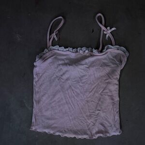 Pink Lace Trim Cropped Top